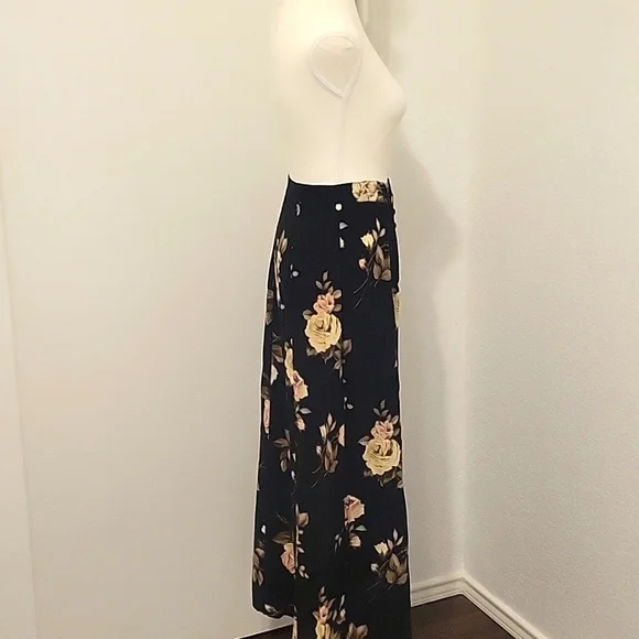 Express Vintage 90s Medium Grunge Cottagecore Midi Button Floral Skirt Roses - Picture 4 of 8